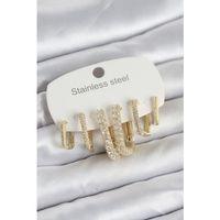 316L Çelik Gold Renk 6'lı Set Zirkon Taşlı Kadın Küpe