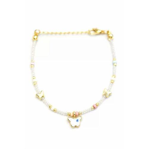 Kelebek Boncuk Bileklik - İnci Beyaz