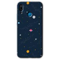 Huawei P20 Lite Kılıf Baskılı Kapak - Çizim Gezegen + 5D Tam Kaplayan Cam