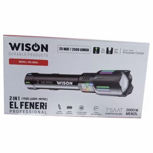Wison Ws-9954 25w  Zoomlu Yeşil Lazerli Metal Şarjlı El Feneri