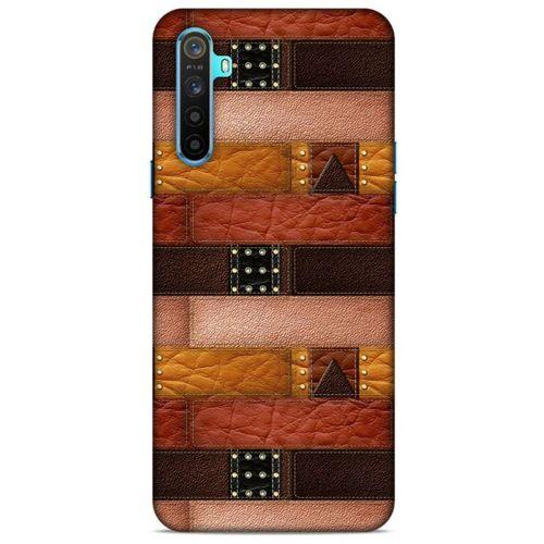 Oppo Realme 6i Kılıf Patchwork (33) Hybrid Kılıf Kahve Toz Pembe
