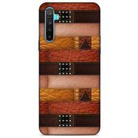 Oppo Realme 6i Kılıf Patchwork (33) Hybrid Kılıf Kahve Toz Pembe