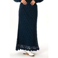 Beli Lastikli Elvan Sonbahar ve Kışlık Uzun Örgü Triko Etek Lacivert Lcvt