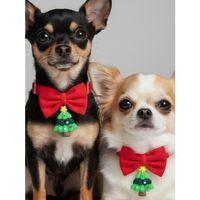 Christmas Tree Yılbaşı Köpek Papyon Tasması | Kırmızı Fiyonk Boyun Aksesuarı | Noel Temalı Köpek Süsü