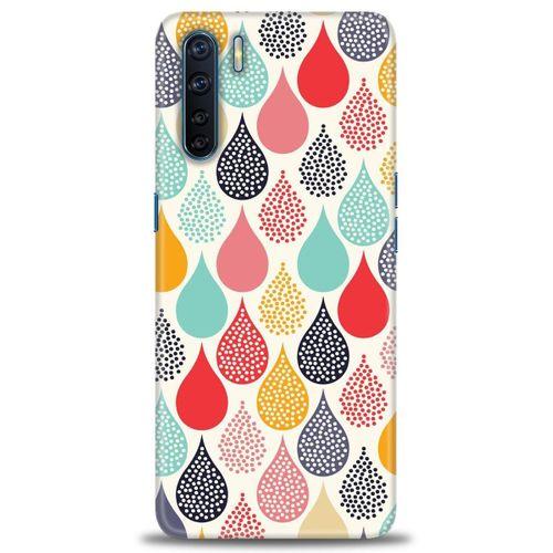 Oppo A91 / Reno 3 Kılıf HD Baskılı Kılıf - Renk Damlaları + Tam Ekran Koruyucu