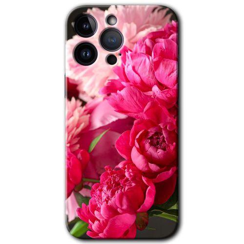 Potkal Hediye Fabrikası iPhone 14 Pro Max Kılıf HD Desen Baskılı Arka Kapak - Kırmızı Beyaz Gül