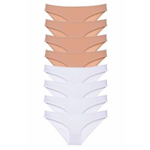 8 adet Süper Eko Set Likralı Kadın Slip Külot Ten Beyaz