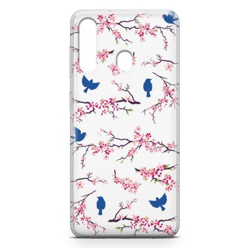 Samsung Galaxy M40 Kılıf Mavi Serçe Arka Kapak Koruma Desenli Full Koruyucu