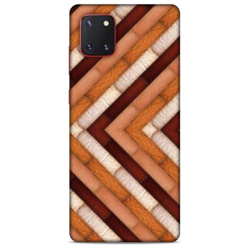 Samsung Galaxy Note 10 Lite Kılıf Patchwork (40) Fit Silikon Kılıf Kahverengi Beyaz