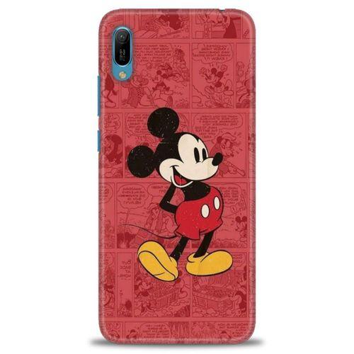 Huawei Y6 2019 Kılıf HD Baskılı Kılıf - Kırmızı Mickey + Tam Ekran Koruyucu
