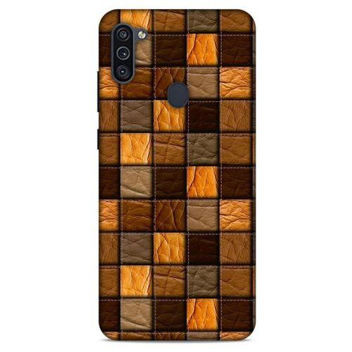 Samsung Galaxy M11 Kılıf Patchwork (32) Soft Silikon Kılıf Turuncu Kahve