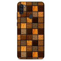Samsung Galaxy M11 Kılıf Patchwork (32) Soft Silikon Kılıf Turuncu Kahve