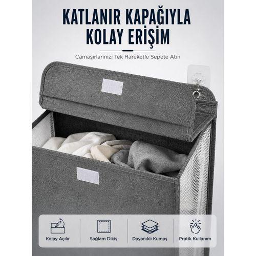 Kapaklı Duvar Tipi Kirli Çamaşır Sepeti Yer Tasarrufu Sağlayan