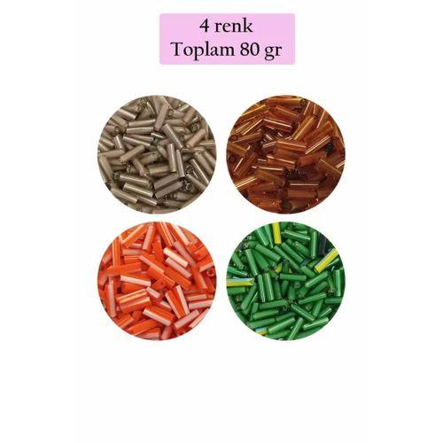 Uzun Boru Kesme Boncuk Çap 2mm Uzunluk 10 mm - 4 Renk - Toplam 80 Gram - BNC433