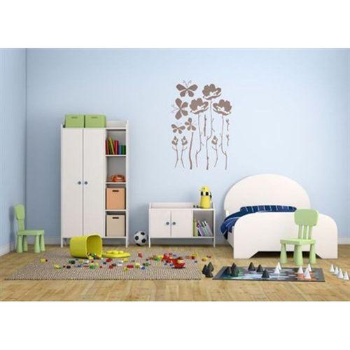 Duvar Süsü (Sticker) Gri Çiçekli Şeffaf Filmli Pvc 48X33X0,5Cm