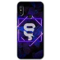 MRCİLETİSİM Xiaomi Redmi Note 6 Pro Kılıf HD Desen Baskılı Arka Kapak+Temperli Cam - Dark Neon Yaprak Ş Harfi