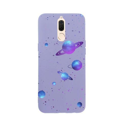 Huawei Mate 10 Lite Galaxy and Stars Premium Silikonlu Lila Telefon Kılıfı