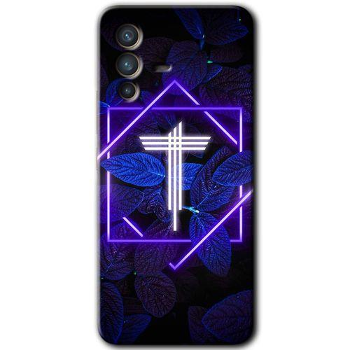 Vivo V23 5G Kılıf HD Desen Baskılı Arka Kapak - Dark Neon Yaprak T Harfi