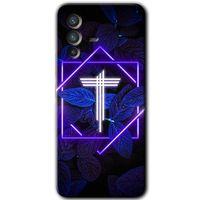 Vivo V23 5G Kılıf HD Desen Baskılı Arka Kapak - Dark Neon Yaprak T Harfi