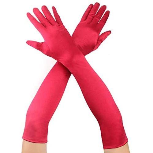 Kırmızı Renk Uzun Kumaş Eldiven