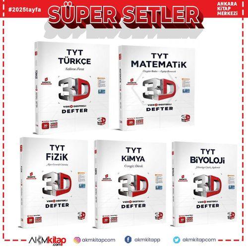 3D TYT Türkçe Matematik Fizik Kimya ve Biyoloji Video Ders Defteri Seti 5 Kitap