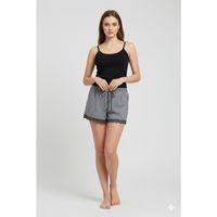 Çizgili Penye Kadın Ev Şortu Bacak Dantel Detaylı Ev Giyim Siyah