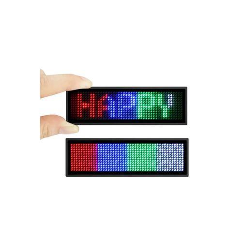 Matrix Kayan Led Yaka Rozeti Mobil Kontrollü Dijital Etiket 9×3cm