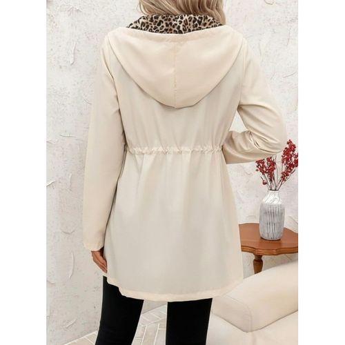 Kadın Uzun Kollu Kapşonlu çift Taraflı Cepli Bağcıklı Fermuarlı Viskon Iki Iplik Ceket