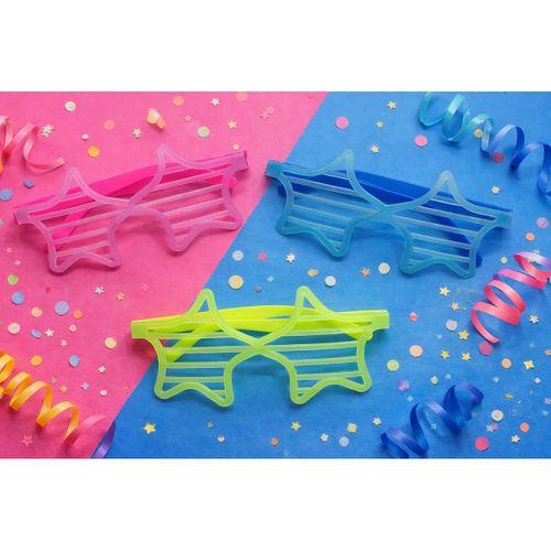 Retro Neon Fosforlu Yıldız Panjur Gözlük - 12 Adet
