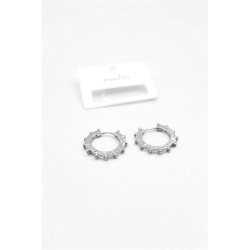 Baget Taşlı Küpe - Gümüş