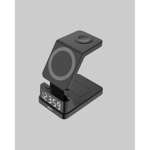 Kablosuz Şarj Cihazı Ve Dijital Saat – 4’ü 1 Arada Hızlı Şarj, Apple Uyumlu, Led Işıklı Tasarım