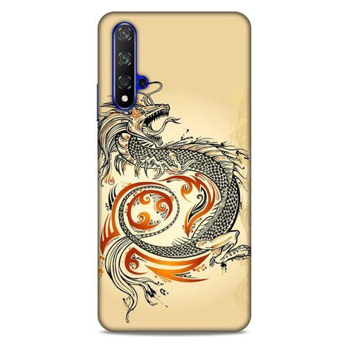 Huawei P Smart S 2020 Kılıf Dragons (27) Tasarımlı Kılıf Siyah Ejderha Dövmesi