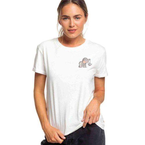 Sevimli Fil Tavşan Salıncak Göğüs Baskılı Beyaz Kadın Tshirt