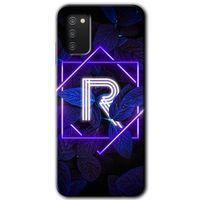 MRCİLETİSİM Samsung Galaxy A02s Kılıf Baskılı Kapak - Dark Neon Yaprak R Harfi +Tam Kaplayan Mat Seramik