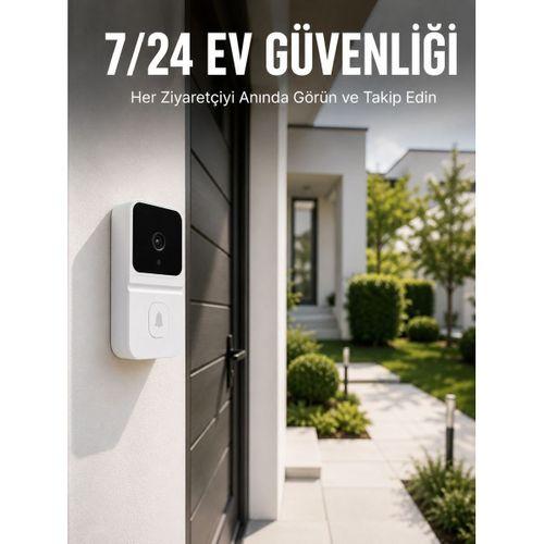 Kablosuz Beyaz Akıllı Kapı Zili Wi-fi Bağlantılı Hd Kameralı Ev Güvenlik Sistemi
