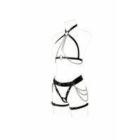 Siyah Harness Takım Tokalı Bacak Detaylı Vücut Aksesuarı - Brf1084