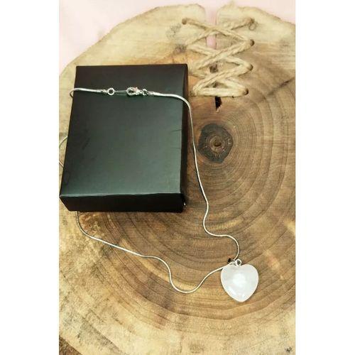 Pembe Kuvars Doğal Taşı Zincirli El Yapımı Kolye Uç: 2 cm Zincir: 20 cm Kutulu