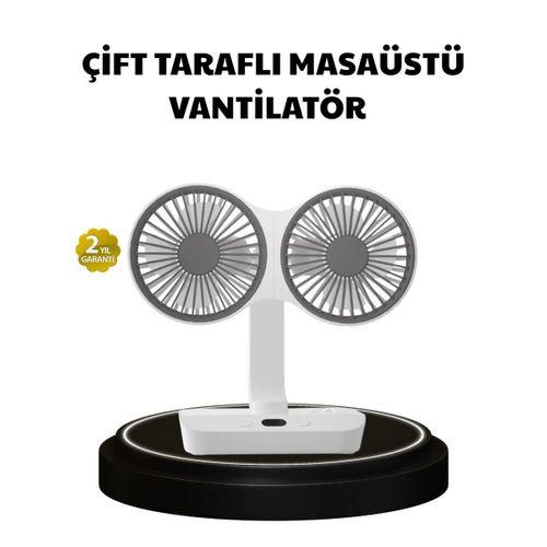 720° Dönebilen Çift Başlıklı Usb Masaüstü Vantilatör – Sessiz Ve Güçlü Serinlik