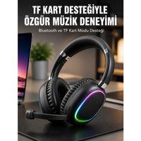 Mikrofonlu Bluetooth Kulak Üstü Kulaklık Rgb Aydınlatmalı Type-c