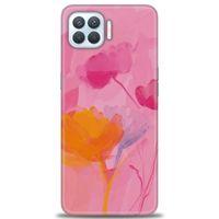 Oppo Reno 4 Lite Kılıf HD Baskılı Kılıf - Turuncu Pembe + Tam Ekran Koruyucu