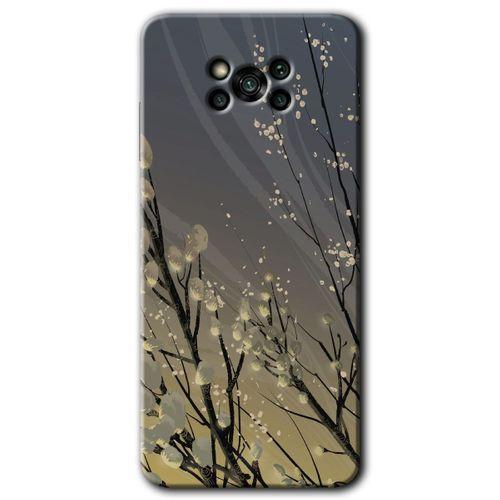 MRCİLETİSİM Poco x3 NFC Kılıf Kapak - Branches Flowers +Hayalet Ekran Yandan Gözükmez