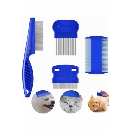 4'lü Bit Pire Tarağı Set Kedi Köpek Evcil Hayvan Tüy Toplayıcı Mavi