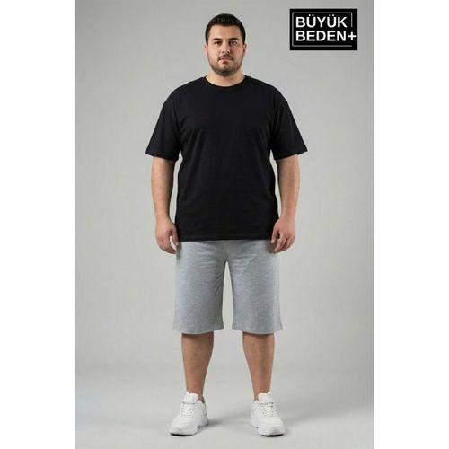 Büyük Beden Erkek 2’li Kapri Şort Rahat Kalıp Seti 3XL-6XL  SPR26BSR591+2