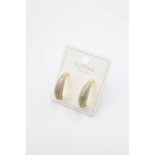 Taşlı Halka Küpe - Altın