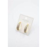 Taşlı Halka Küpe - Altın