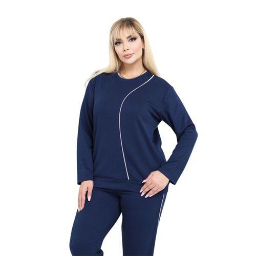 Melsay Butik Büyük Beden Lacivert Beyaz Çizgi Detay Modal Kadın Eşofman Takımı