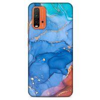 Xiaomi Redmi 9T Uyumlu Kılıf Mavi Delisi (10) Full Koruma Kılıfı Mermer
