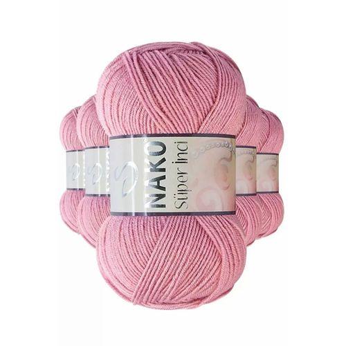 5 Adet Süper İnci El Örgü İpi 100 gr Gül Kurusu 275