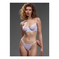 Kadın Seksi Fuşya Balenli Sütyen Tanga Takımı Fantezi Transparan Tül İç Çamaşır Takım