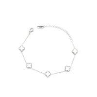 Gümüş VC Yonca Bileklik - Beyaz